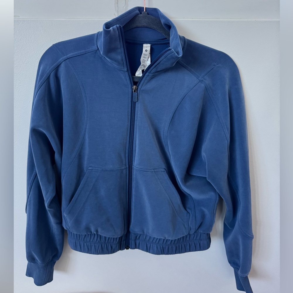 Lululemon Brushed Softstreme Funnel Neck Zip Up Size 2 - Pitch Blue